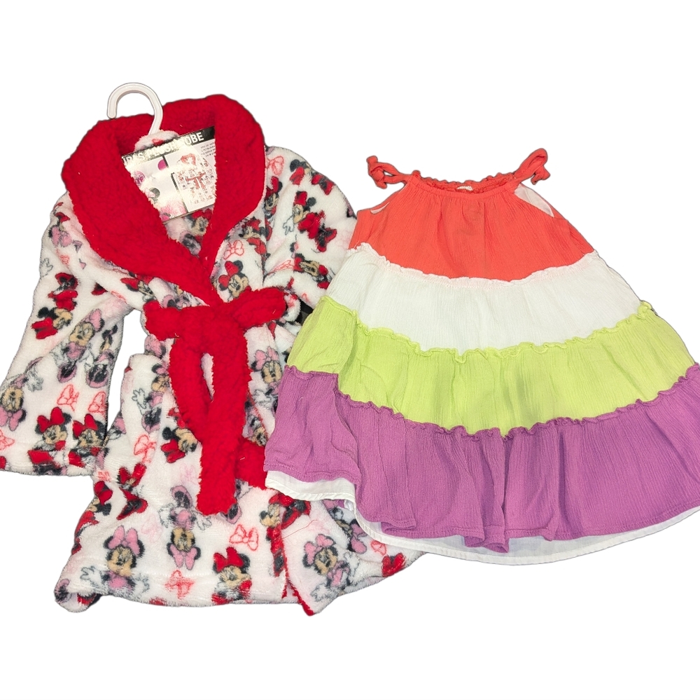 Sundress and Mickey Minnie Mouse Robe Sz 2T